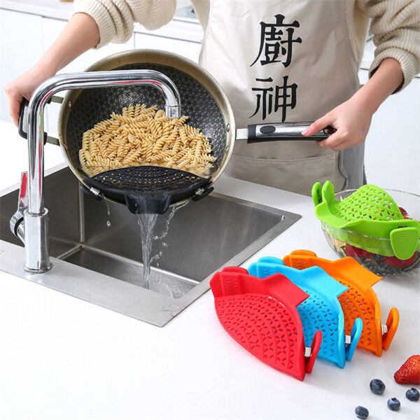 Kitchen Gadgets Silicone Pot Side Drain Stopper – Image 2