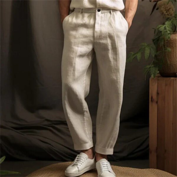 Men's Linen Solid Color Casual Light Outdoor Straight-leg Trousers – Image 6