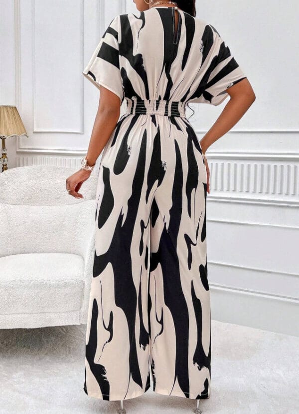 V-neck Loose Printed Long Jumpsuit – Image 2