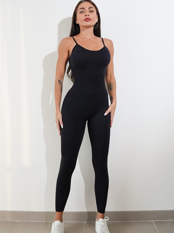 Womens Sexy Unitard One Piece Jumpsuit Spaghetti Strap Tummy Control Rompers Sleeveless Bodysuits Outfits – Image 4