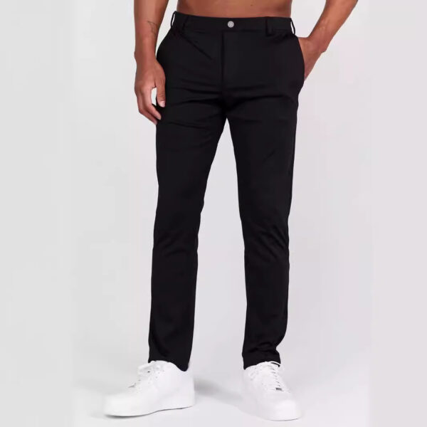 Four Seasons Slim Fit Men's Casual Solid Color Trousers – Image 2