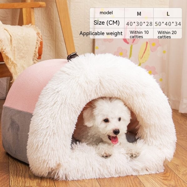 New Splice Portable Pet Nest Portable Autumn And Winter Warm Dog Nest Moisture-proof Long Fur Cat Nest Cross Border Pet Nest – Image 2
