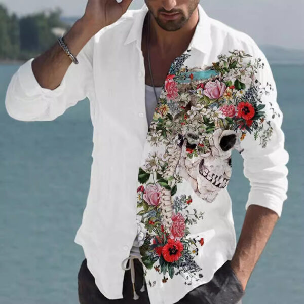 Color Matching Bamboo Linen Printed Men's Shirt – Image 3