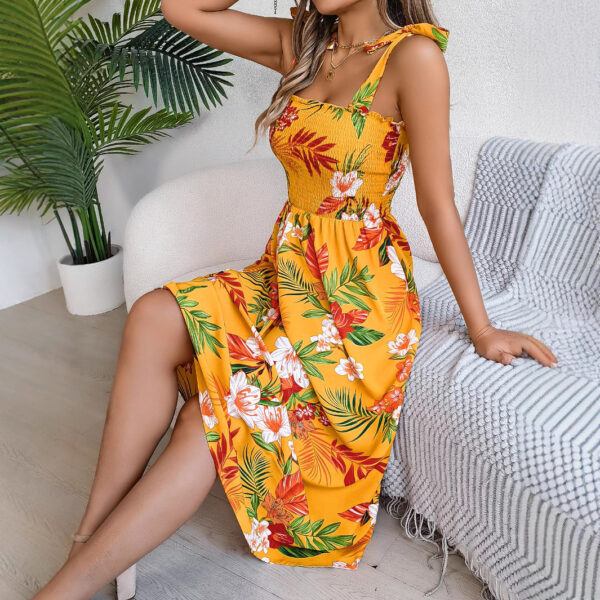 Flowers Print Suspender Corset Dress Ins Fashion Holiday Beach Long Dresses Summer Clothing For Women – Image 2