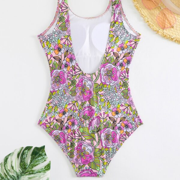 One-piece Printed Sexy Backless Floral European And American Advanced Swimsuit – Image 4