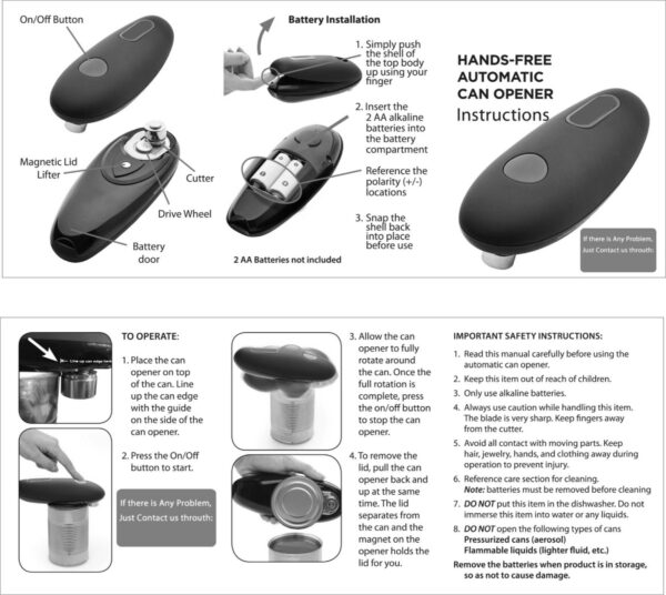 Electric Can Opener Automatic Jar Bottle Can Machine One Touch Portable Kitchen Hand Free Opening Opener Tool Gadgets – Image 6