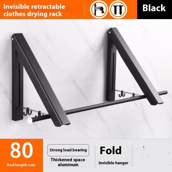 Punch-free Space Aluminum Foldable Invisible Folding Retractable Wall Hanger for Waterproof Hanging Underwear Coat Hanger – Image 8