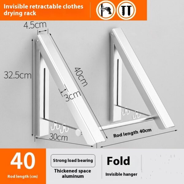 Punch-free Space Aluminum Foldable Invisible Folding Retractable Wall Hanger for Waterproof Hanging Underwear Coat Hanger – Image 6