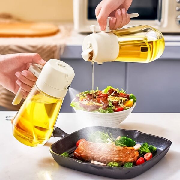 470ML Olive Oil Sprayer Dispenser For Cooking BBQ 2 In 1 Glass Oil Vinegar Soy Sauce Spray Kitchen Oil Bottle For Air Fryer – Image 2
