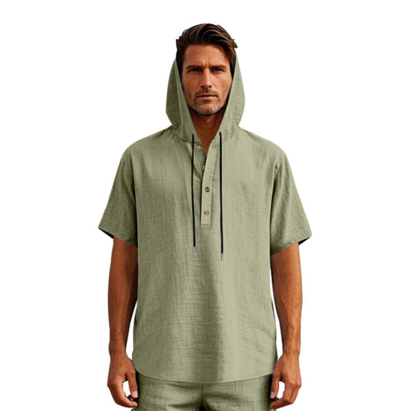 European And American Linen Short-sleeved Men's T-shirt Simple – Image 9