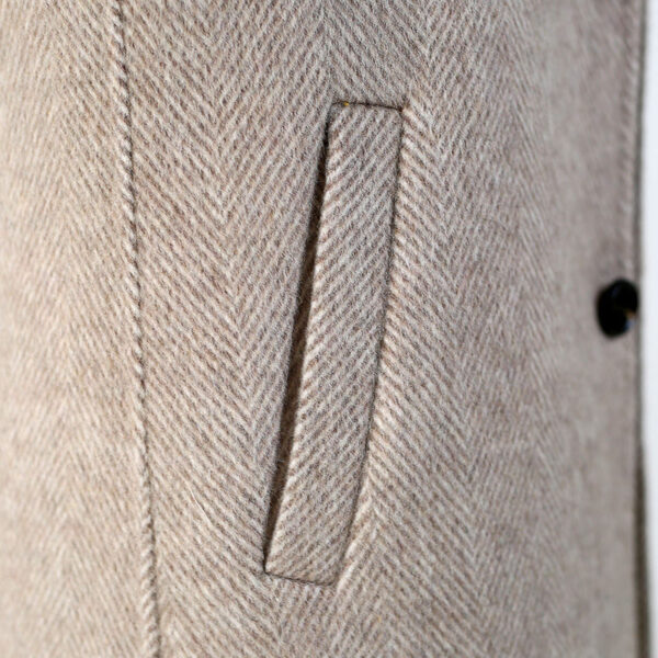 Double-faced Woolen Goods Wool Overcoat Mid-length Herringbone Pattern Handsome Jacket – Image 4