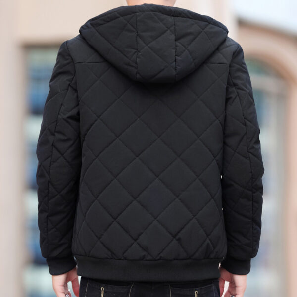 Fleece Jacket Diamond Plaid Cotton-padded Coat – Image 3