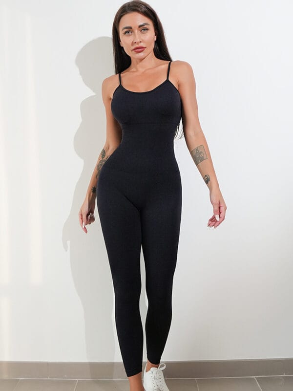 Womens Sexy Unitard One Piece Jumpsuit Spaghetti Strap Tummy Control Rompers Sleeveless Bodysuits Outfits – Image 3