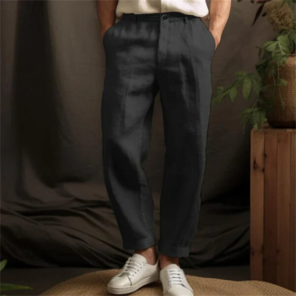Men's Linen Solid Color Casual Light Outdoor Straight-leg Trousers – Image 4