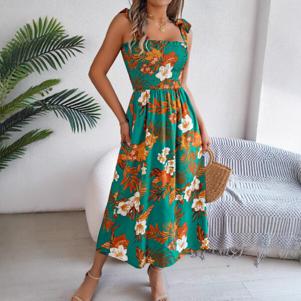 Flowers Print Suspender Corset Dress Ins Fashion Holiday Beach Long Dresses Summer Clothing For Women – Image 3