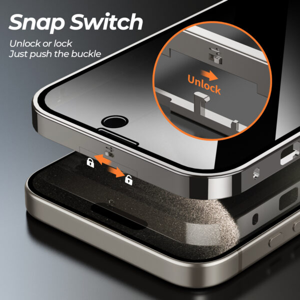 Anti-Privacy Metal Buckle Magnetic Support Wireless Charging Double-Sided Lens Full Cover Phone Case Protective Cover – Image 3