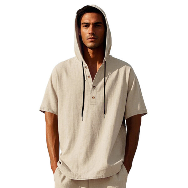 European And American Linen Short-sleeved Men's T-shirt Simple – Image 4