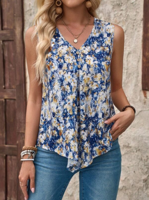 Women's V-Neck Casual Sleeveless Summer Top Vest Shirt – Image 4