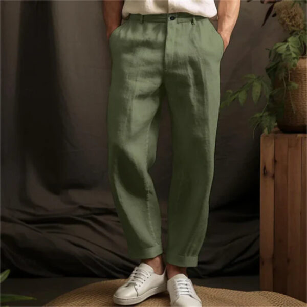 Men's Linen Solid Color Casual Light Outdoor Straight-leg Trousers – Image 5