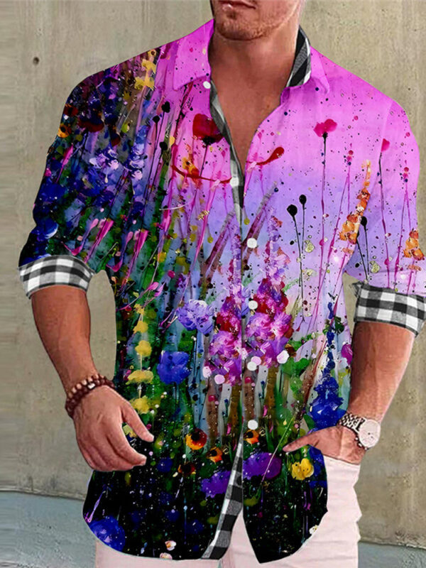 Color Matching Bamboo Linen Printed Men's Shirt – Image 10